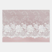 Feuille De Papier Cadeau Rose Romantique Fleurs de Mariage Rose Clair Blanc (Devant)