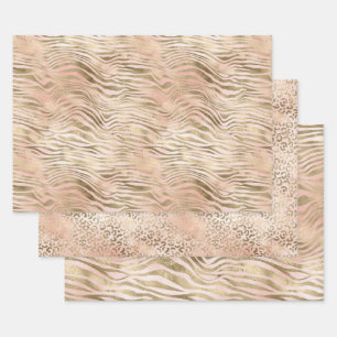 Feuille De Papier Cadeau Rose Rose Blush Gold Zebra Imprimer