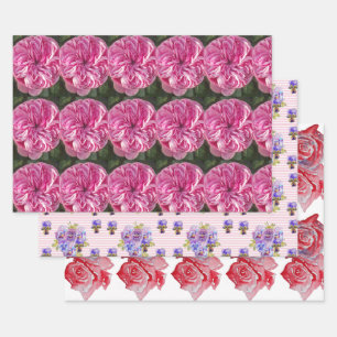 Feuille De Papier Cadeau Rose Rose Rose Rose Rose fleur Aquarelle Peinture 