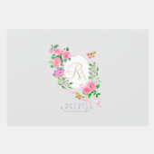 Feuille De Papier Cadeau Rose rose ruban Chic Monogramme gris (Devant)