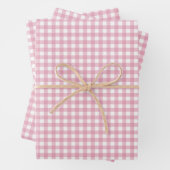 Feuille De Papier Cadeau Rose rose simple plaid (En situation)