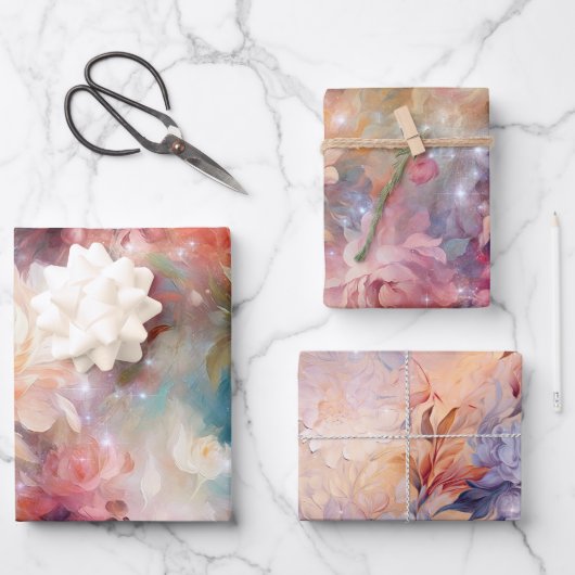 Feuille De Papier Cadeau Rose Rouge Pêche Fleur Orange (Recto)