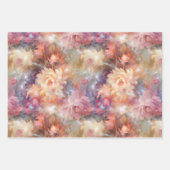 Feuille De Papier Cadeau Rose Rouge Pêche Orange Floral (Devant 2)