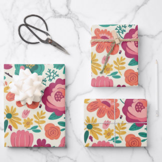 Feuille De Papier Cadeau Rose, sarcelle et orange gras Modernité du milieu