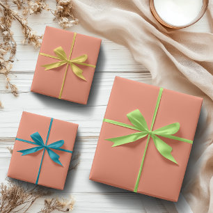 Feuille De Papier Cadeau Rose Saumon Uni Classique Élégant