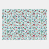 Feuille De Papier Cadeau Rose Turquoise mignonne Motif Cupcake (Devant 2)