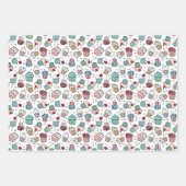 Feuille De Papier Cadeau Rose Turquoise mignonne Motif Cupcake (Devant)