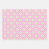 Feuille De Papier Cadeau Rose, Vert, Blanc Ikat Diamond Motif (Devant 3)