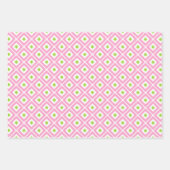 Feuille De Papier Cadeau Rose, Vert, Blanc Ikat Diamond Motif (Devant)