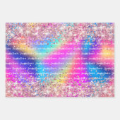Feuille De Papier Cadeau Rose violet Parties scintillant holographique Douc (Devant 3)