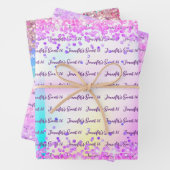 Feuille De Papier Cadeau Rose violet Parties scintillant holographique Douc (En situation)