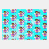 Feuille De Papier Cadeau Rose, violet, Turquoise Fée et licorne (Devant 3)