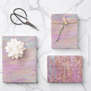 Feuille De Papier Cadeau Rose violet Unicorne étincelle Glitzy Or