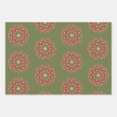 Feuille De Papier Cadeau Rosemaling vert olive (Devant 3)