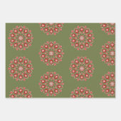 Feuille De Papier Cadeau Rosemaling vert olive (Devant 2)