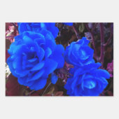 Feuille De Papier Cadeau Roses bleu électrique (Devant 2)