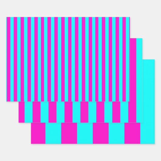 Feuille De Papier Cadeau Roses Chaudes Et Bleu Cyan Gris Turquoise (Lot)