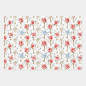 Feuille De Papier Cadeau Roses Clés Rouge Bleu Shower Nuptial (Devant 2)