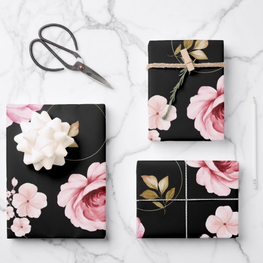 Feuille De Papier Cadeau Roses d'aquarelle 32 (Recto)