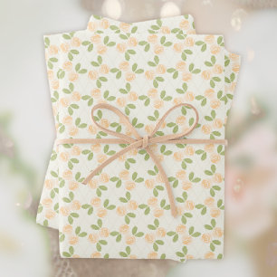 Feuille De Papier Cadeau Roses de cottage orange clair