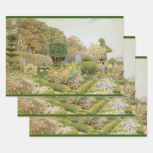 Feuille De Papier Cadeau Roses et Œillets d'Elgood, Jardin Anglais Vintage