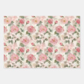 Feuille De Papier Cadeau Roses Fleurs Roses Romantiques Chic (Devant 2)