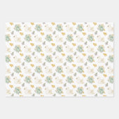 Feuille De Papier Cadeau Roses floraux cygne vert, rose, pourpre et or (Devant)