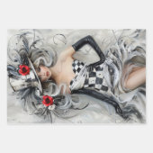 Feuille De Papier Cadeau Roses Harlequin (Devant)