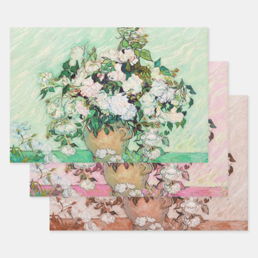 Feuille De Papier Cadeau Roses par Vincent Van Gogh, Decoupage (Lot)