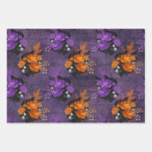 Feuille De Papier Cadeau Roses pourpres et oranges (Devant 2)
