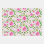 Feuille De Papier Cadeau Roses roses, Aquarelle Peinte à la main (Devant 3)