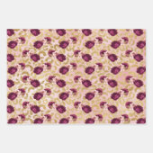 Feuille De Papier Cadeau Roses roses roses d'or Empreinte de léopard Floral (Devant)
