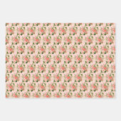 Feuille De Papier Cadeau Roses rouges corail avec feuillage (Devant 2)