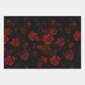 Feuille De Papier Cadeau Roses rouges romantiques (Devant 3)
