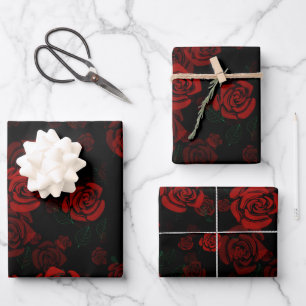 Feuille De Papier Cadeau Roses rouges romantiques