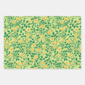 Feuille De Papier Cadeau Roses sauvages en jaune et vert (Devant)