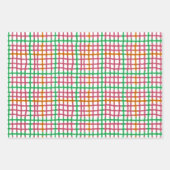 Feuille De Papier Cadeau Roses sur Motif Plaid - rose (Devant 3)