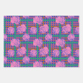 Feuille De Papier Cadeau Roses sur Motif Plaid - rose (Devant 2)
