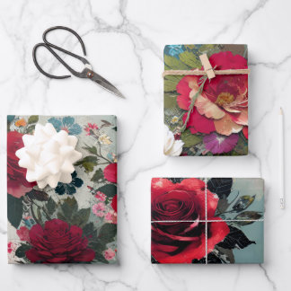 Feuille De Papier Cadeau Roses Vintage