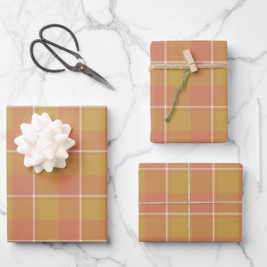 Feuille De Papier Cadeau Roti and Japonica Plaid Tan Peach (Recto)