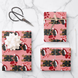Feuille De Papier Cadeau Rottweiler de Noël