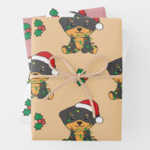 Feuille De Papier Cadeau Rottweiler Noël Animaux d'hiver Chiens de vacances (En situation)