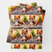 Feuille De Papier Cadeau Roues Panda (En situation)