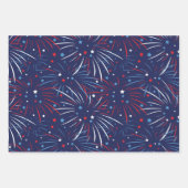 Feuille De Papier Cadeau Rouge Blanc Bleu Feux d'artifice Étoiles Enveloppe (Devant 2)