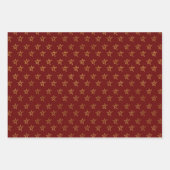 Feuille De Papier Cadeau Rouge Blanc Bleu Or Étoiles brillantes (Devant)