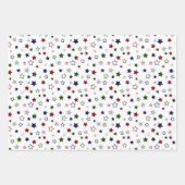 Feuille De Papier Cadeau Rouge Blanc Bleu Vert Cercles Gris Étoiles (Devant 2)