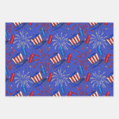 Feuille De Papier Cadeau Rouge, blanc et bleu (Devant)