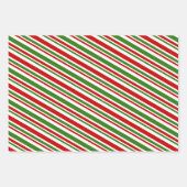 Feuille De Papier Cadeau Rouge, blanc et vert, rayures/lignes à thème de No (Devant 2)