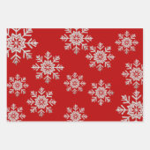 Feuille De Papier Cadeau Rouge Blanc Lignes Argent Flocon de neige Rouge Bl (Devant 2)