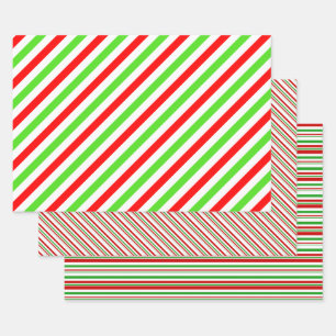 Feuille De Papier Cadeau Rouge, Blanc, Vert Coloré Lignes Thématiques de No